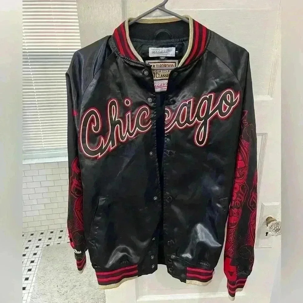 Authentic Chicago Hardwood classics mitchell & ness bomber‎ jacket size S